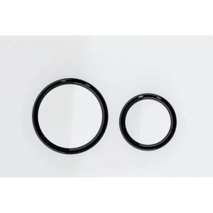Sigma21 | Placca con 2 pulsanti per cassetta WC, colore Bianco lucido-Nero cromato