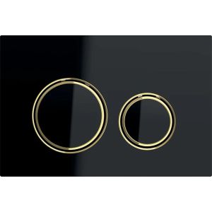 Sigma21 | Placca con 2 pulsanti per cassetta WC, colore Nero lucido-Ottone 