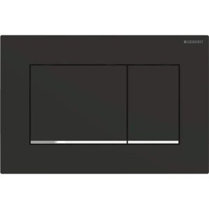 Sigma30 | Placca con 2 pulsanti per cassetta WC, colore Nero opaco-cromo lucido
