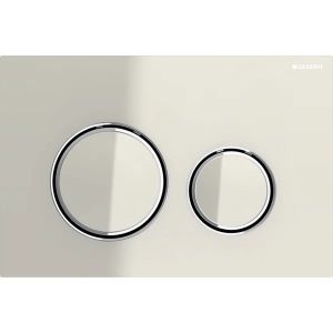 Sigma21 | Placca con 2 pulsanti per cassetta WC, colore Grigio sabbia-Cromo lucido