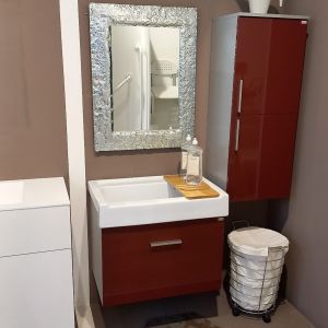 Xilon (Expo) | Mobile da bagno/lavanderia L74 cm con colonna da 43 cm e specchio