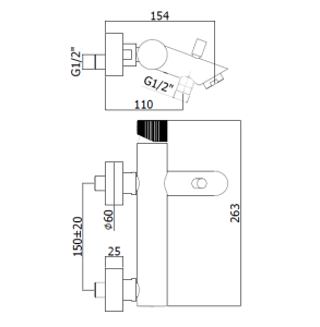 Jo JO023CR | Miscelatore vasca esterno con kit doccino, cromo