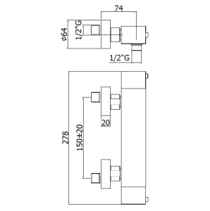 LEQ268CR | Miscelatore doccia esterno termostatico, cromo