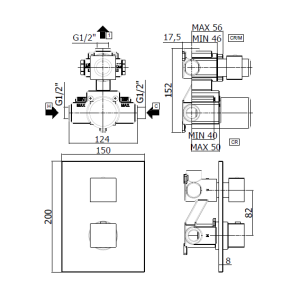 LEQ513CR | Miscelatore doccia incasso termostatico, 1 uscita, cromo