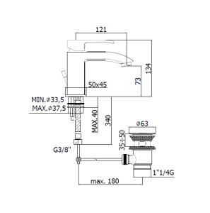 Level LES075CR | Miscelatore per lavabo + piletta di scarico, cromo