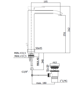 Level LES081CR | Miscelatore per lavabo alto, cromo