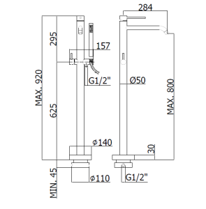 Light LIG032CR + LIG030 | Miscelatore per vasca incasso da pavimento, cromo