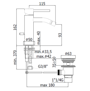 Light LIG135CR | Miscelatore per bidet + piletta di scarico, cromo