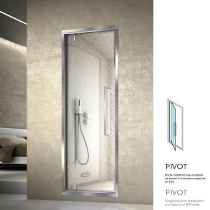 PV Porta battente pivot da 90cm per bagno turco, vetro trasparente, vari profili 