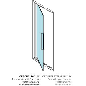 PV Porta battente pivot da 80cm per bagno turco, vetro trasparente, vari profili 