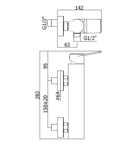 Tilt TI168CR | Miscelatore doccia esterno, cromo