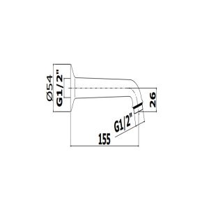 ZSOF 015 | Braccio L155 per soffione da parete, cromo