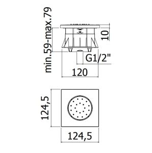 ZSOF 121 | Soffione laterale idromassaggio 12.4x12.4 ad incasso, cromo